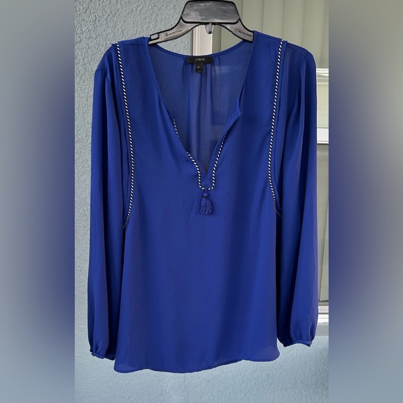 J. Crew V-neck Pull Over Long Sleeve Blouse Top Size 16 - Picture 1 of 6